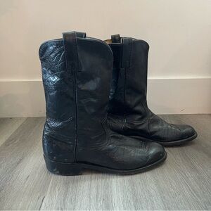 Dan Post Black Leather Western Cowboy Boots — W10 / M9D — Made in USA